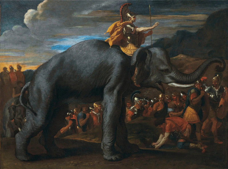 Hannibal korsar Alperna på en elefants rygg - Nicolas Poussin