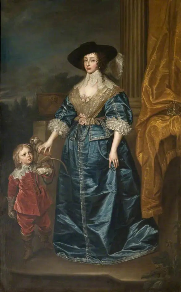 Henrietta Maria (1609–1669), med dvärgen, Geoffrey Hudson - Antoine van Dyck