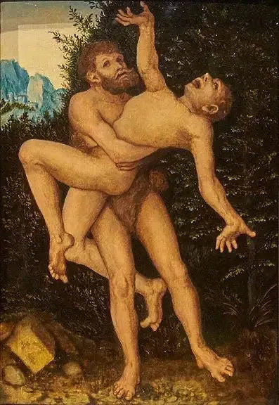 Herkules och Antäos - Lucas Cranach den äldre
