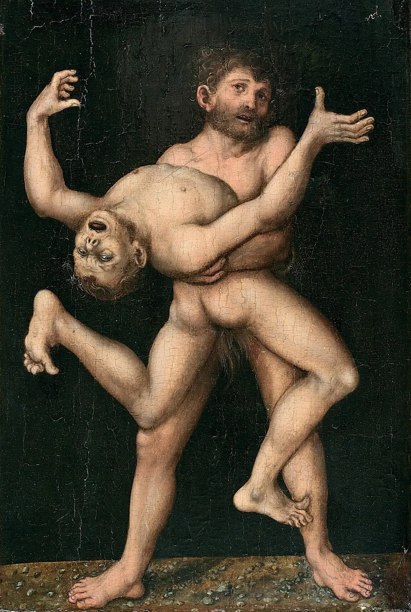 Herkules och Antaeus - Lucas Cranach den äldre