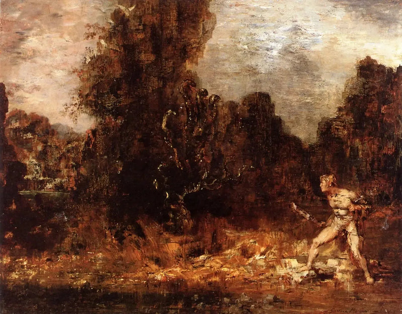 Herkules och Hydra av Lerne - Gustave Moreau