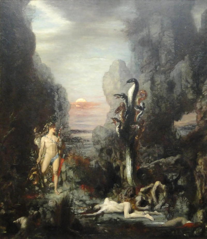 Herkules och Hydra av Lerne - Gustave Moreau