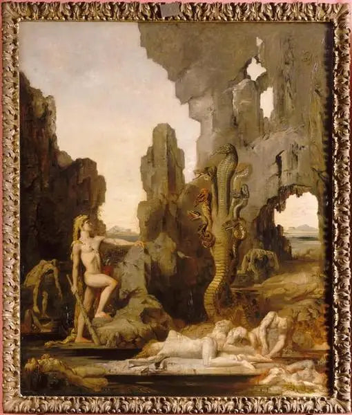 Herkules och Hydra av Lerne - Gustave Moreau