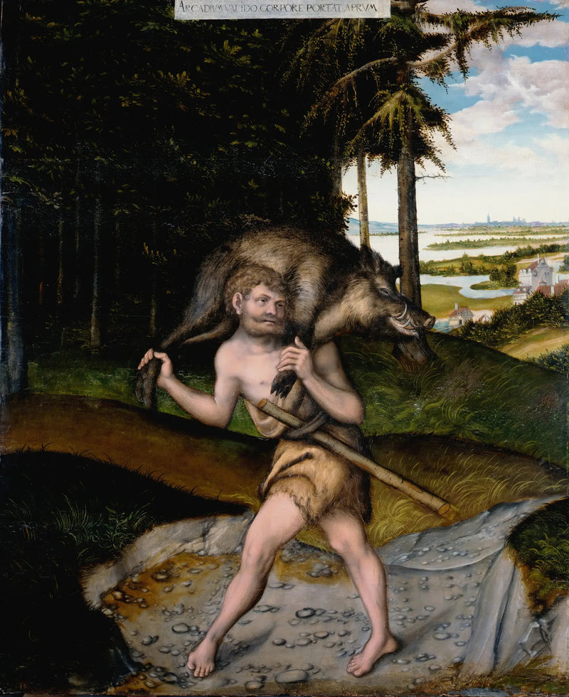 Herkules och vildsvinet från Érimanthe - Lucas Cranach den äldre