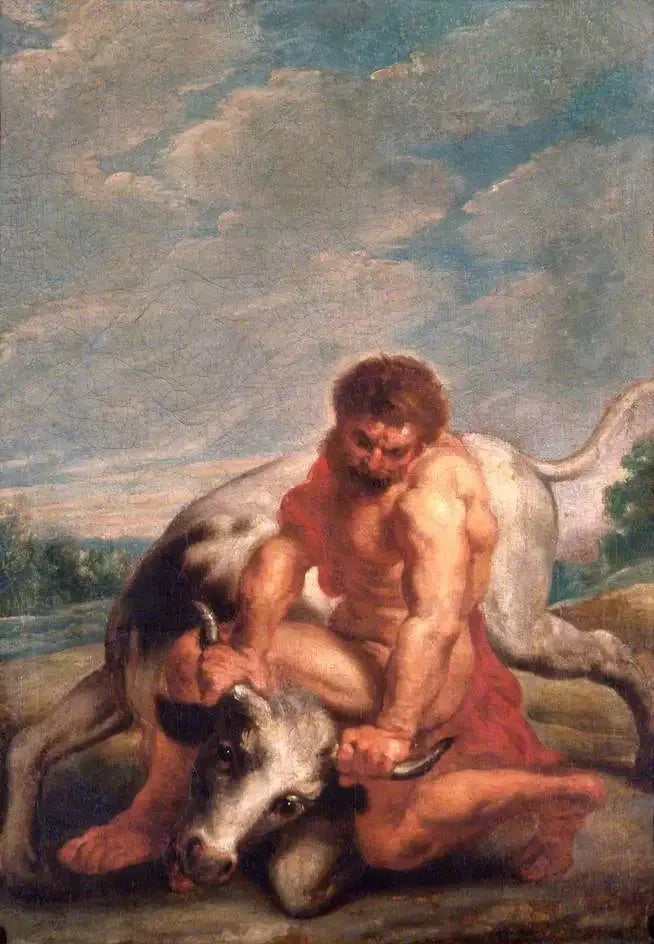 Herkules som kämpar mot Achéloos i form av en tjur - Peter Paul Rubens