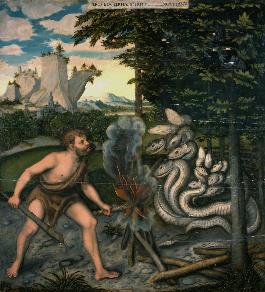 Herkules som dödar Hydra av Lerne - Lucas Cranach den äldre
