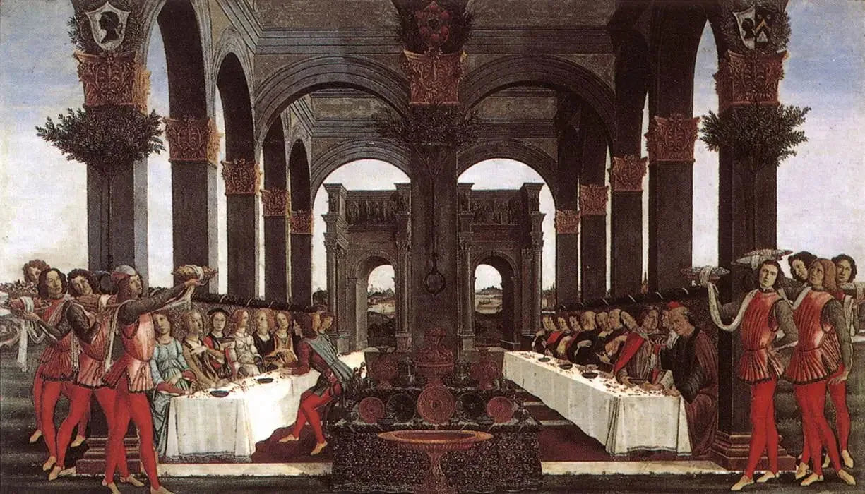 Histoire de Nastagio degli Onesti, quatrième épisode - Sandro Botticelli image 1 reproduction de peinture à l’huile
