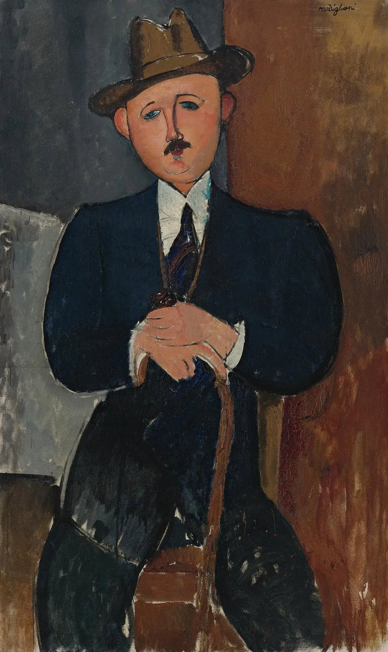 Man som sitter (lutad mot en käpp) - Amedeo Modigliani