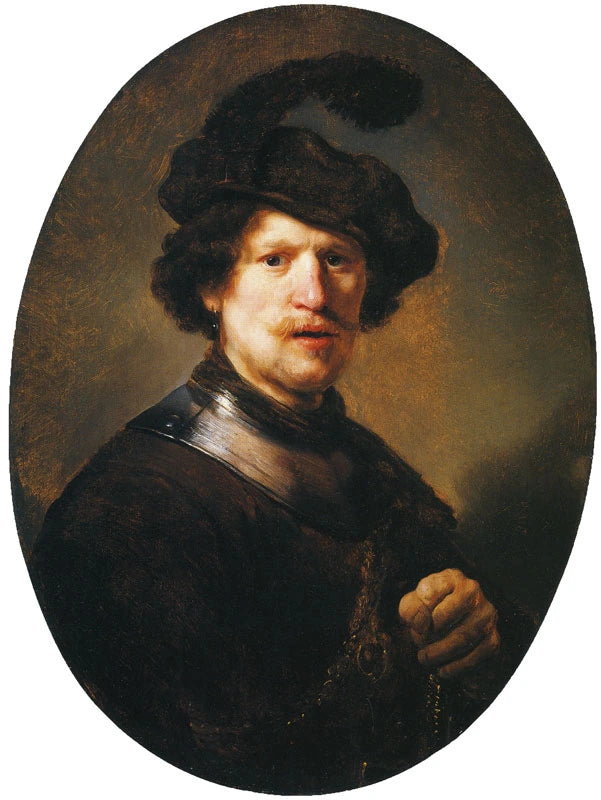 Man med fjäderberet och krage - Rembrandt