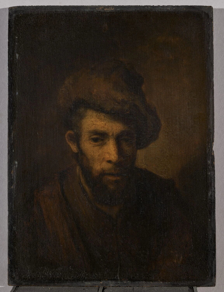 Manlig byst med en pälsmössa - Rembrandt