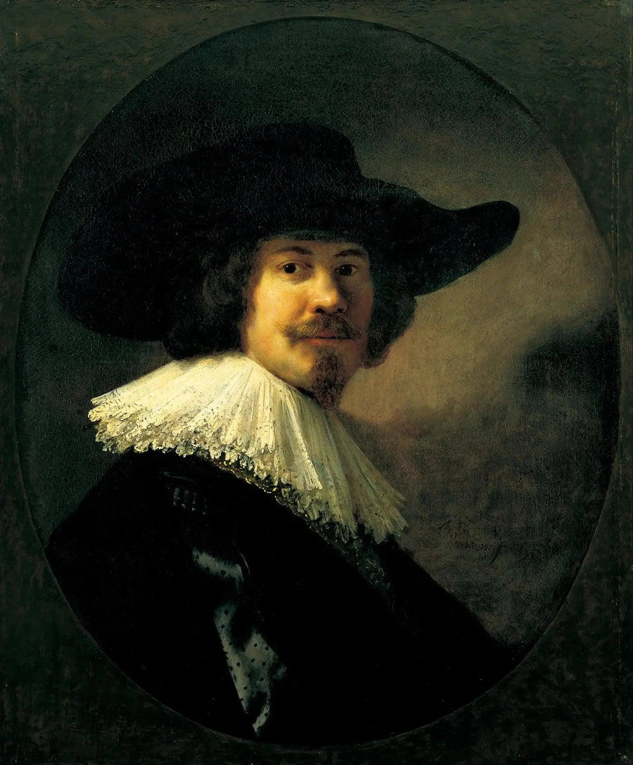 Porträtt av en man med bredbrättad hatt - Rembrandt