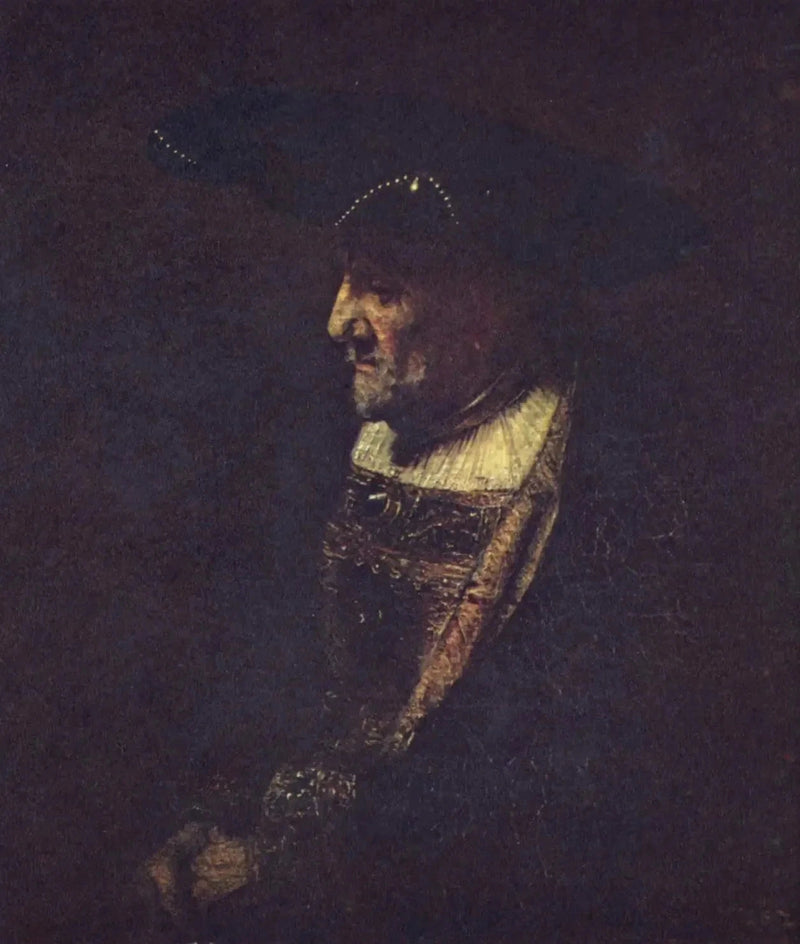 Man med en hatt dekorerad med pärlor - Rembrandt