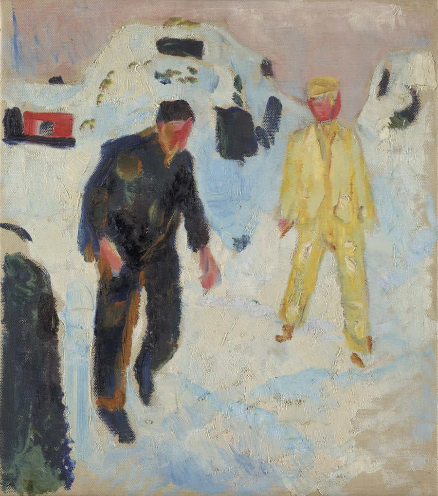 Man i svart och gult i snön - Edvard Munch
