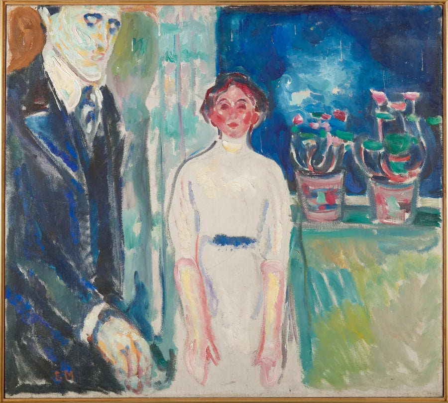 Man och Kvinna vid fönstret med krukväxter - Edvard Munch