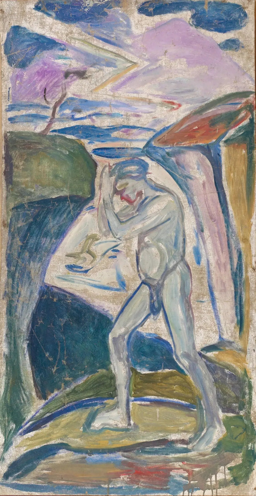 Naken man i en stenig landskap - Edvard Munch
