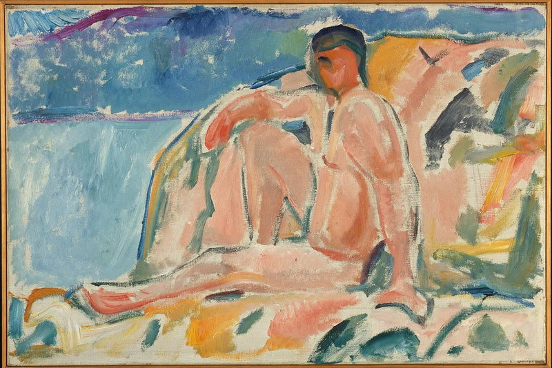 Naken man på en klippa - Edvard Munch