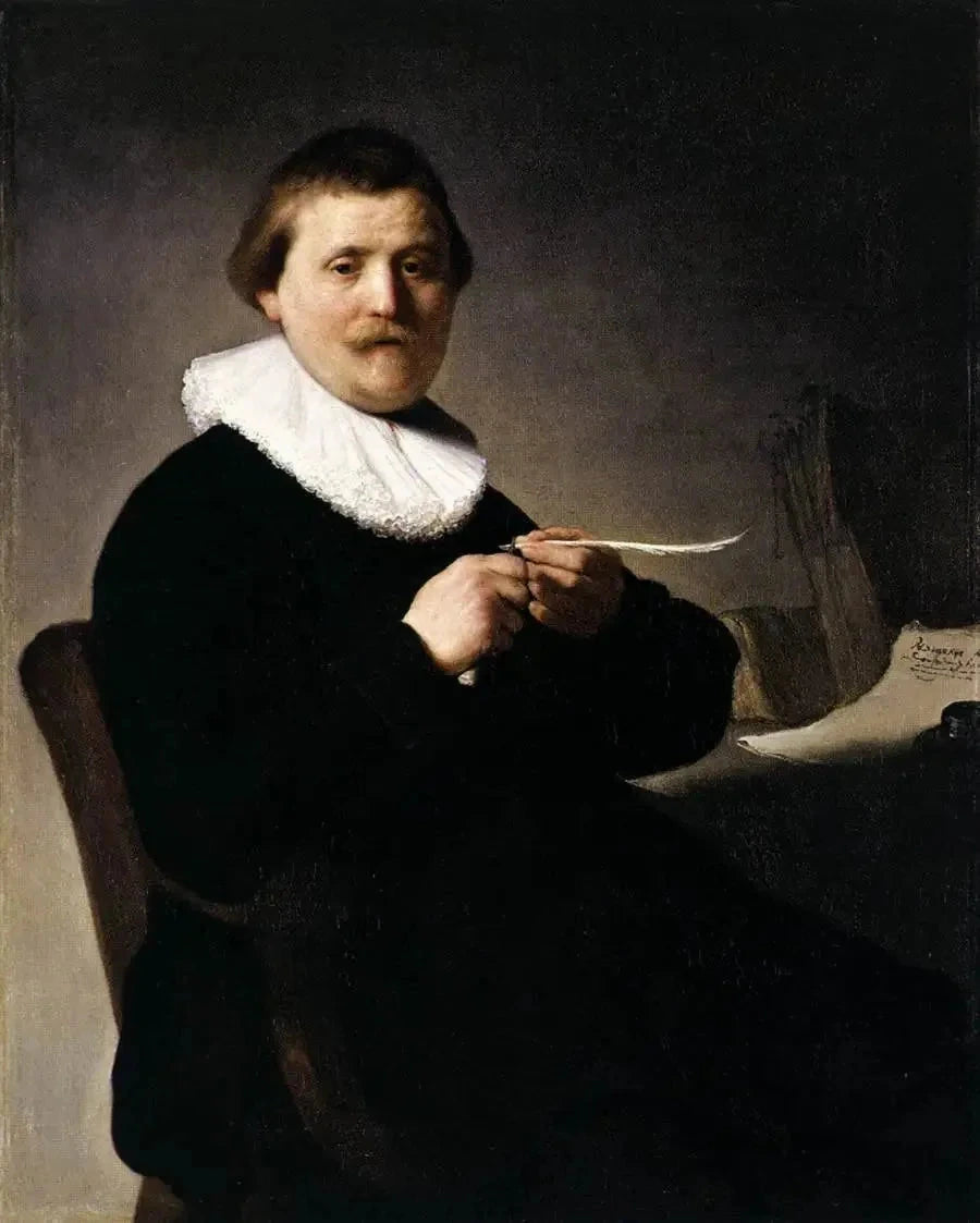 Porträtt av en man som formar sin fjäder - Rembrandt