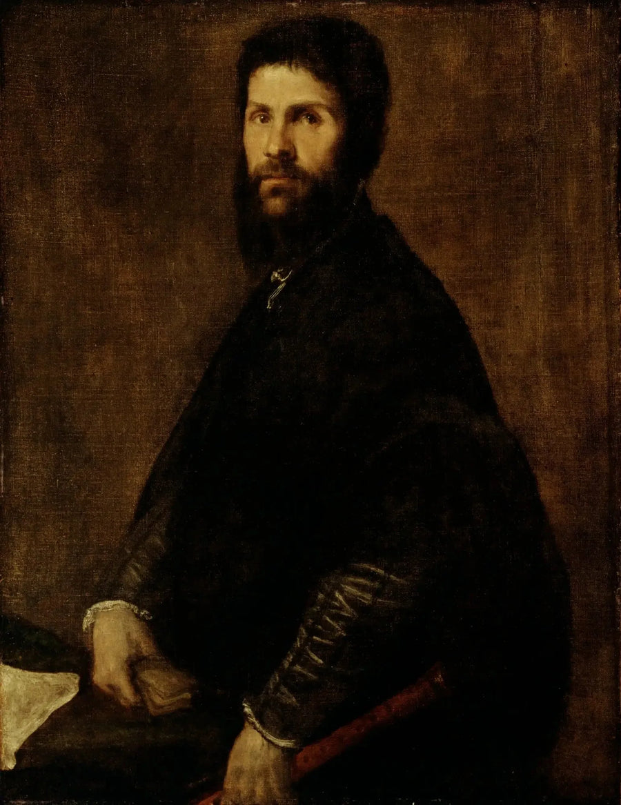Man som håller en flöjt - Titian