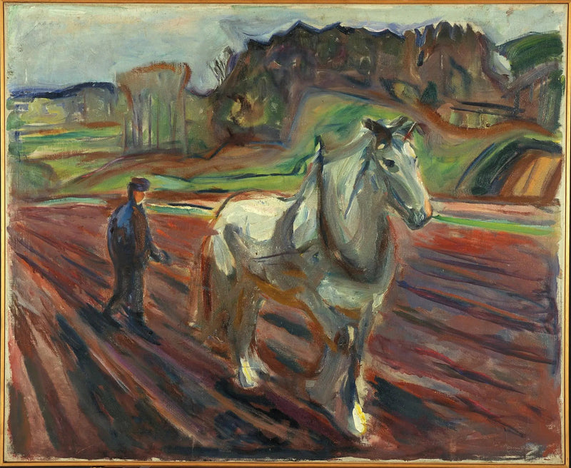 Man som arbetar med en vit häst - Edvard Munch