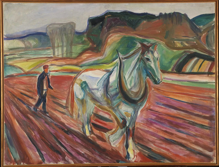 Man som arbetar med en vit häst - Edvard Munch