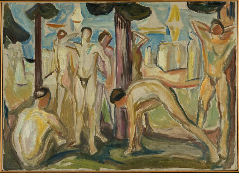 Nakna män i ett landskap - Edvard Munch