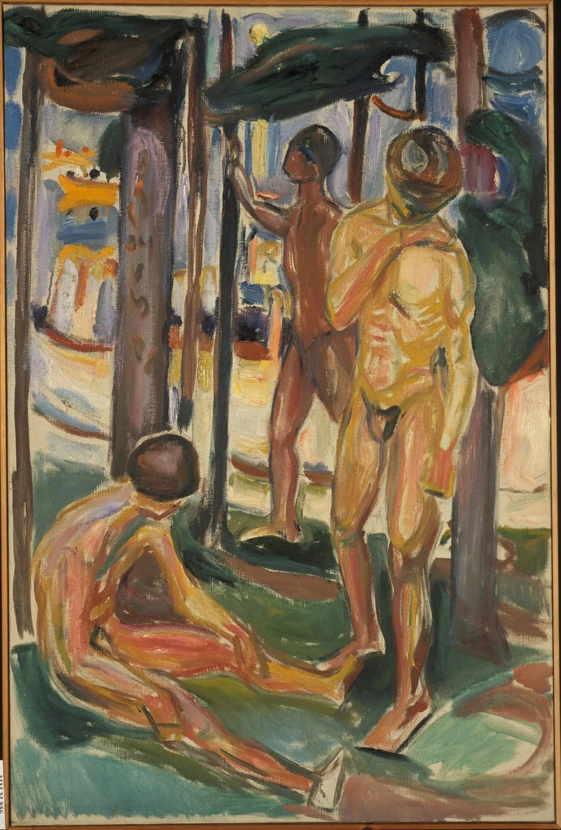 Nakna män i ett landskap - Edvard Munch