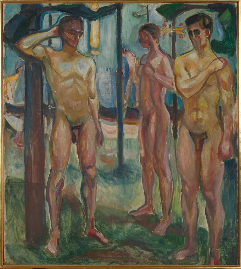 Nakna män i ett landskap - Edvard Munch