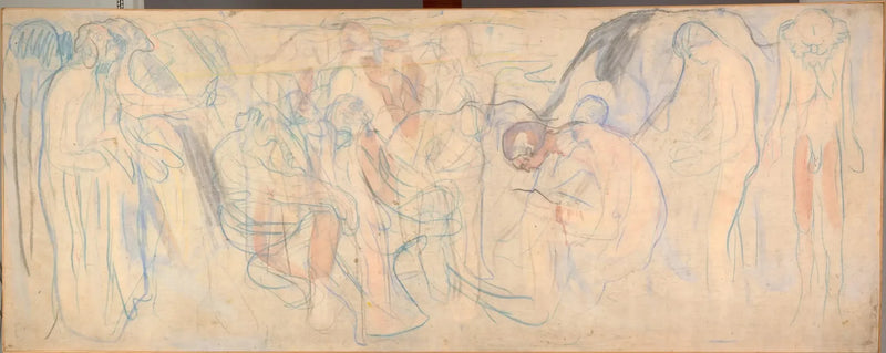 Nakna män i ett landskap - Edvard Munch