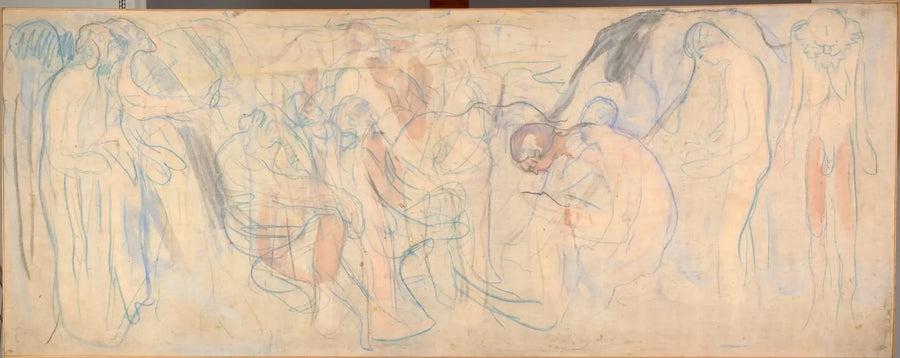 Nakna män i ett landskap - Edvard Munch