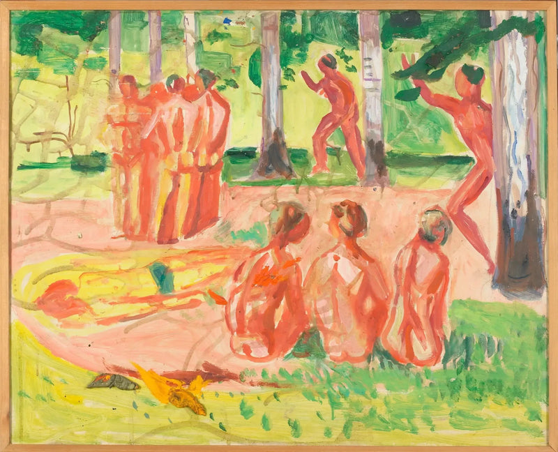 Nakna män i en björkskog - Edvard Munch