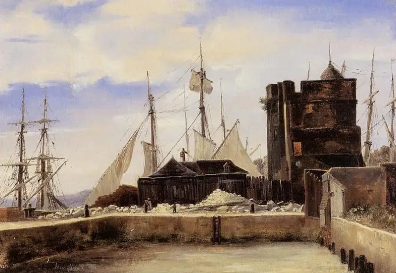Honfleur, den gamla kajen - Jean-Baptiste Camille Corot
