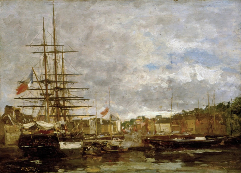 Honfleur - Fartyg förtöjda i hamnen - Eugène Boudin