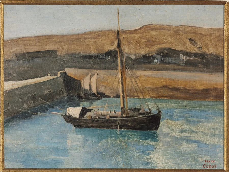 Honfleur, en flytande bassäng - Jean-Baptiste Camille Corot