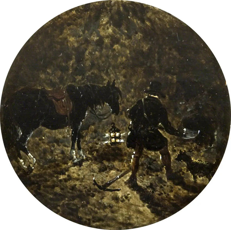 Åtta cirkulära scener av rävjakt: Jorden stannar på natten - John Frederick Herring, Sr.