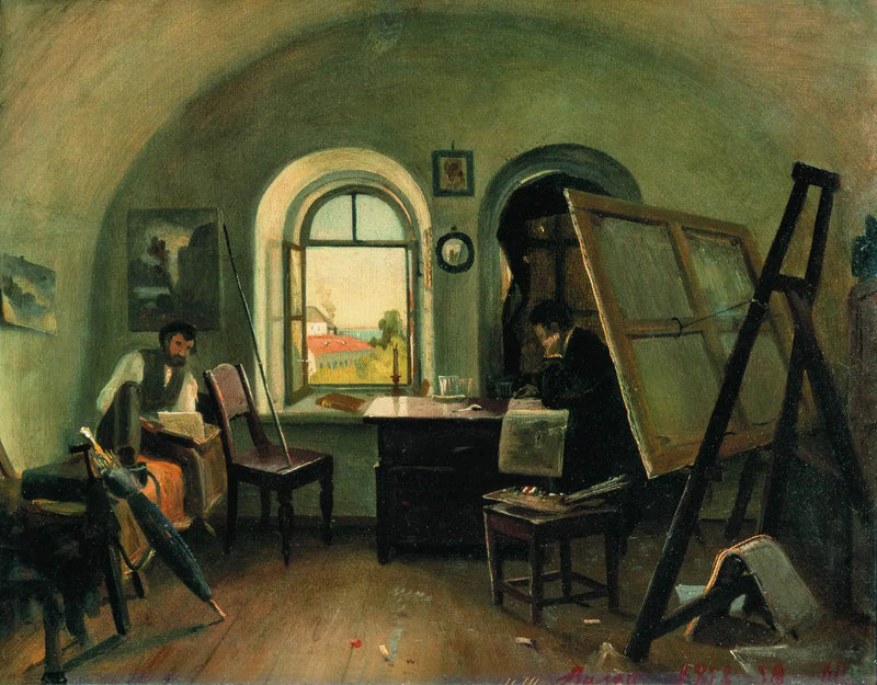 I. I. Shishkin och A. V. Gine i studion på Valaamön - Ivan Chichkine