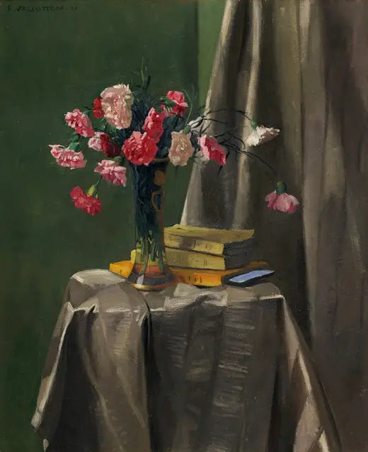 Rosor och böcker - Félix Vallotton