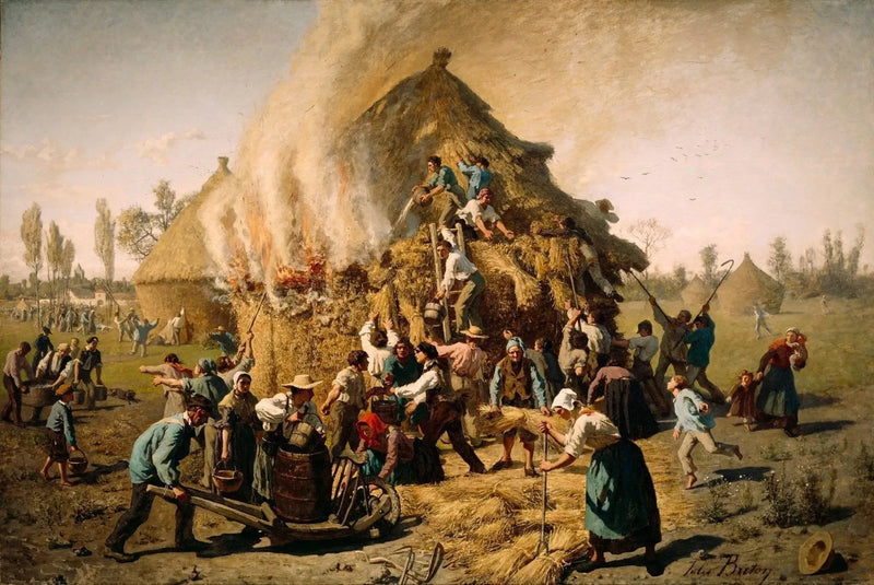 Brand i en höbinge - Jules Breton