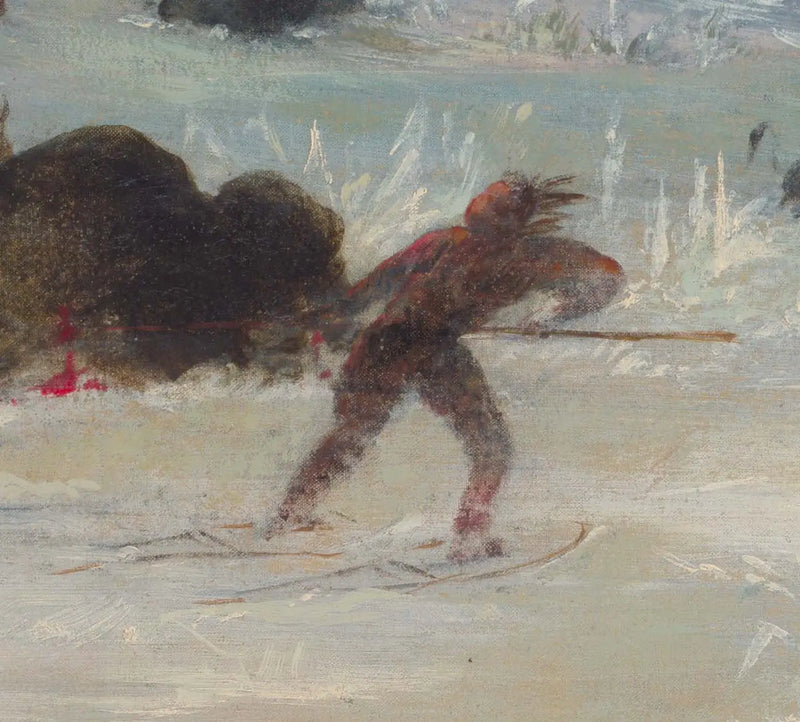 Indianska Assiniboines jagar bisonen med snöskor - George Catlin