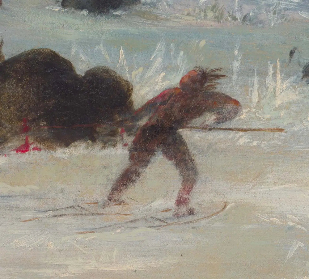 Indiens Assiniboines poursuivant le bison en raquettes - George Catlin - Alpha Reproduction