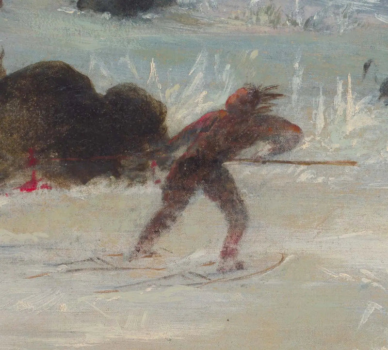 Indianska Assiniboines jagar bisonen med snöskor - George Catlin