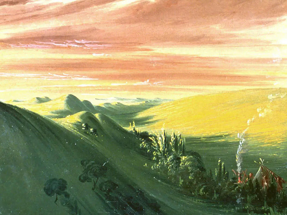 Indiens campant au coucher du soleil Haut-Missouri - George Catlin - Alpha Reproduction