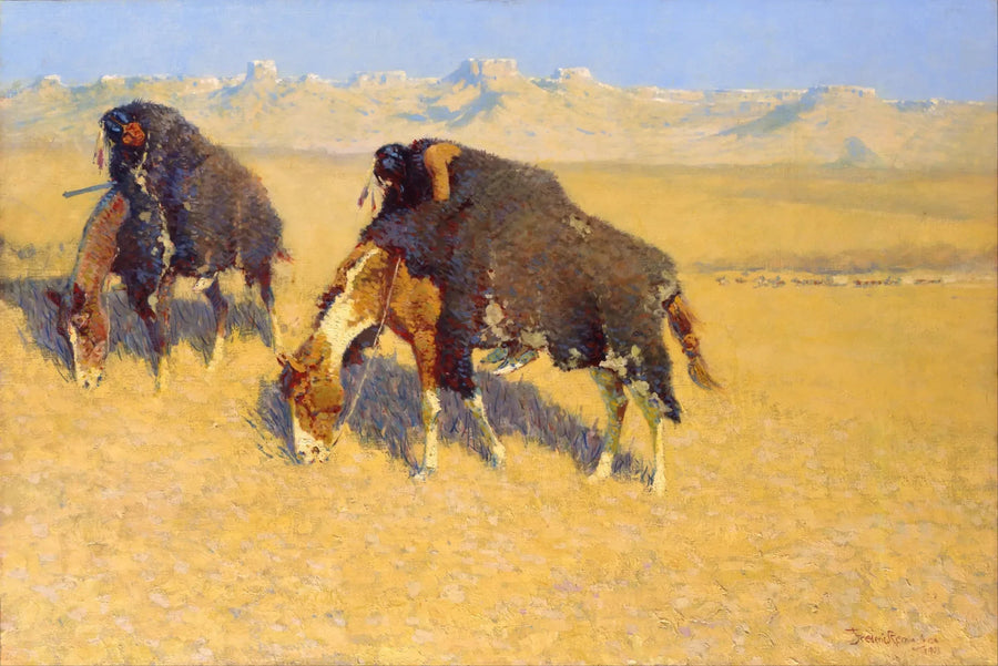 Indier som imiterar bison - Frederic Remington
