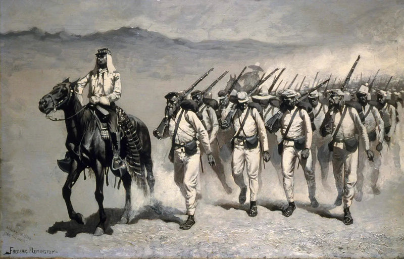 Mexikansk infanteri « En marche » - Frederic Remington