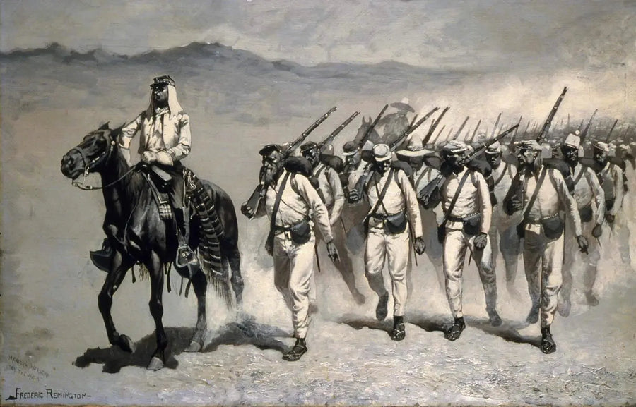 Mexikansk infanteri « En marche » - Frederic Remington