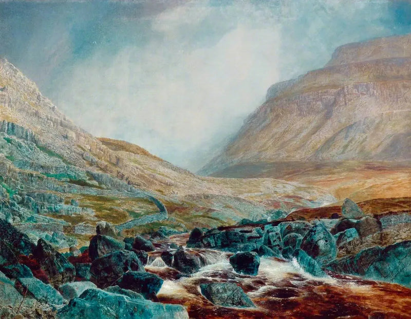 Ingleborough sett från under White Scar, kalkstenslager från Yorkshire - John Atkinson Grimshaw