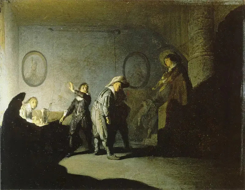 Interiör med personer (Den varma handen) - Rembrandt