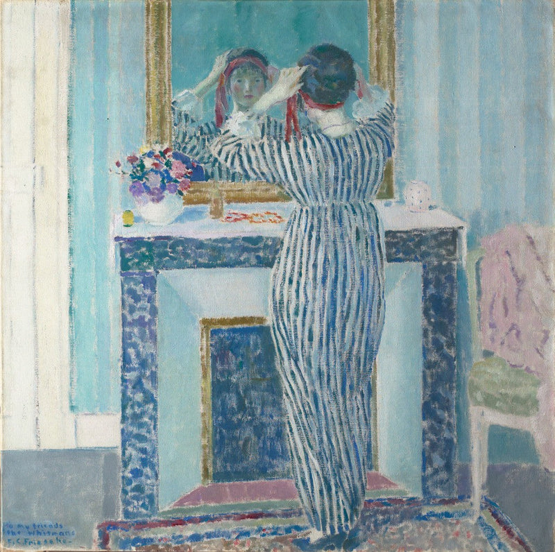 Blå interiör : Giverny (Le Ruban rouge) - Frederick Carl Frieseke