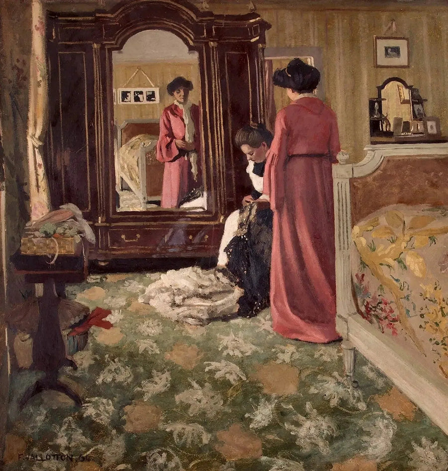 Interiör, sovrum med två figurer - Félix Vallotton