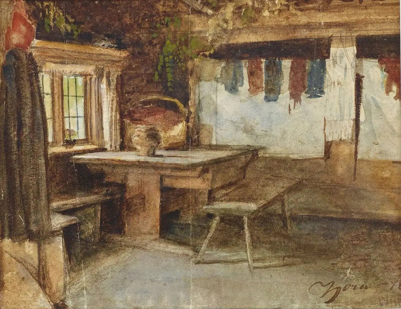 Interiör av en stuga i Mora - Anders Zorn