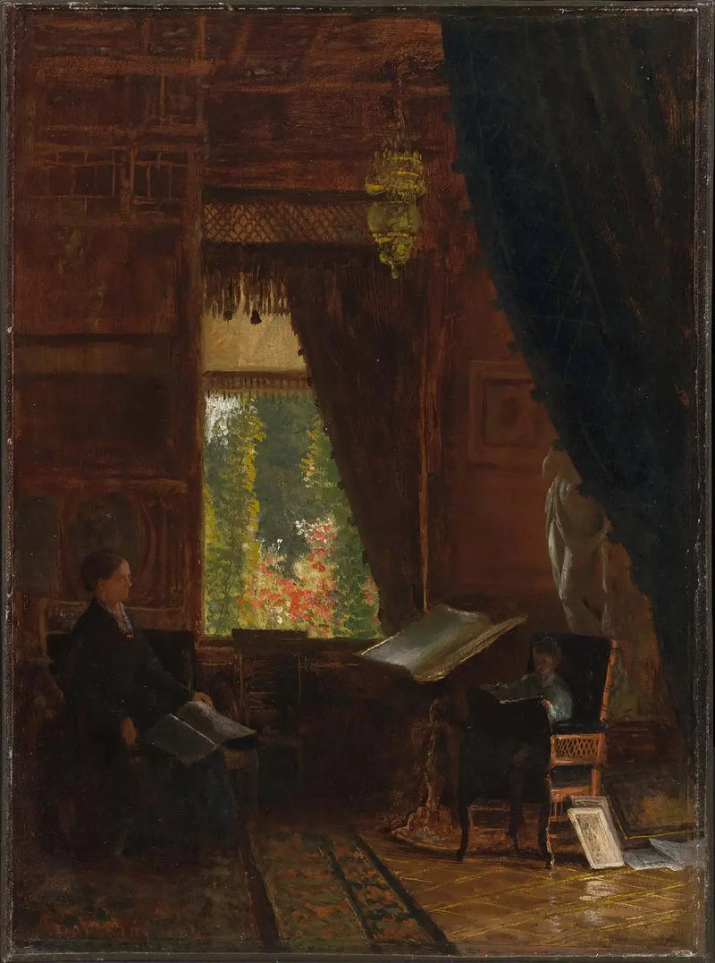 Interiör av ett bibliotek - Albert Bierstadt